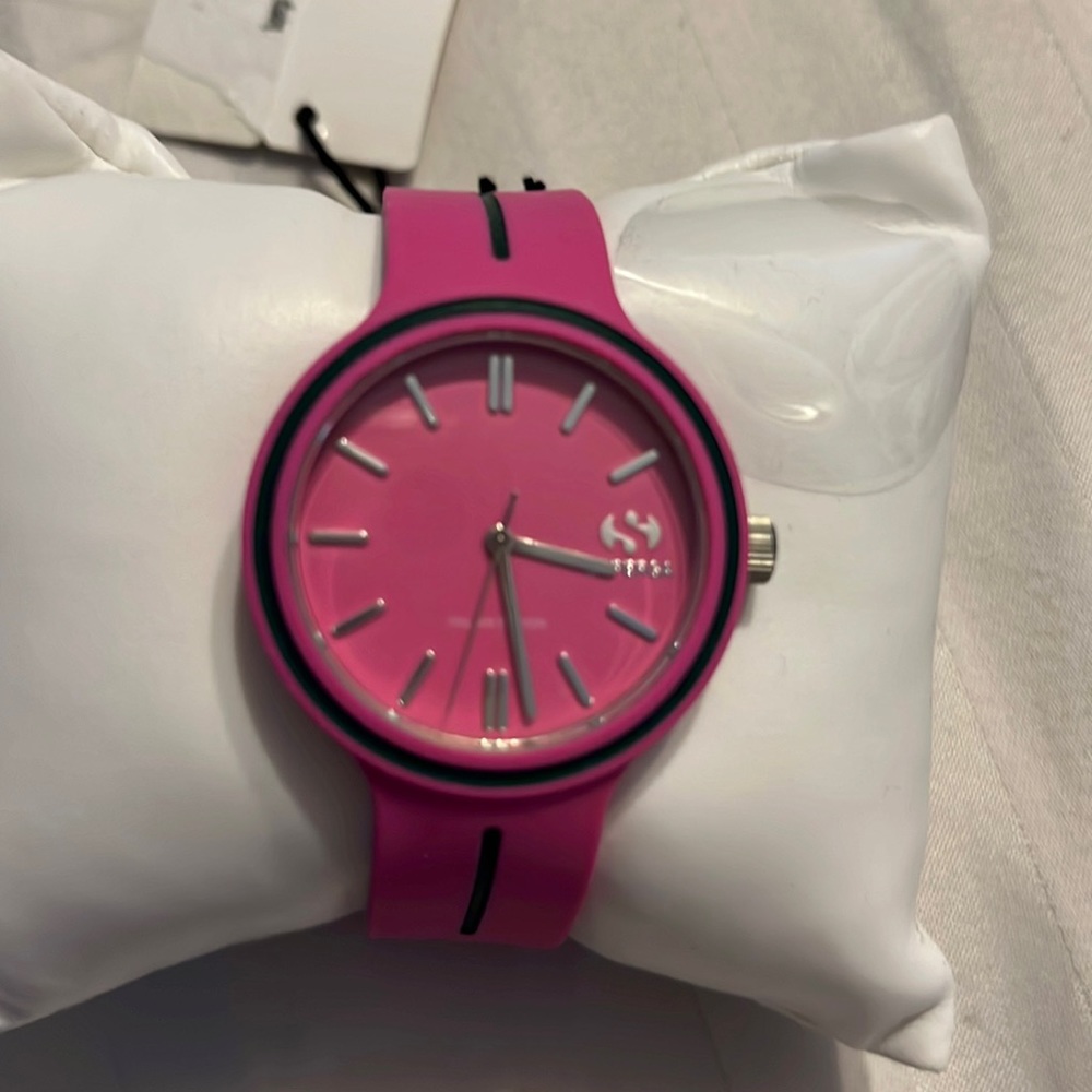 Superga womens watch. Pink rubber never used. Needs new battery